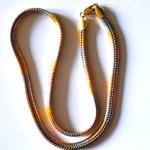 Vintage Tri Colored Solid Sterling Silver and Gold Snake Chain 38 grams